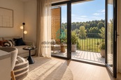 bytu 1KK s balkonem a výhledem na řeku | Resort Hluboká