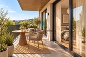 bytu 2KK s prostorným balkonem 16,91m v Resortu Hluboká