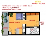 Pronájem, Byt 1+kk, Praha 8, cena 17000 CZK / objekt / měsíc, nabízí HOME 4 PEOPLE, a.s.