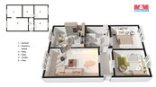 Prodej bytu 3+1, 56 m2, DV, Most, ul. Růžová, cena 1450000 CZK / objekt, nabízí 