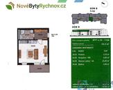 Pronájem nového bytu 1+kk s balkónem a parkovacím stáním v Rychnově u Jbc n.N., Mlýnská ul. , cena 12500 CZK / objekt / měsíc, nabízí Realitní kancelář CENTRUM s.r.o.