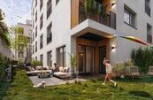 Nový pasivní byt 1+kk s předzahrádkou v Terra Barrandov, Praha 5, cena 7305550 CZK / objekt, nabízí JRD Development s.r.o.